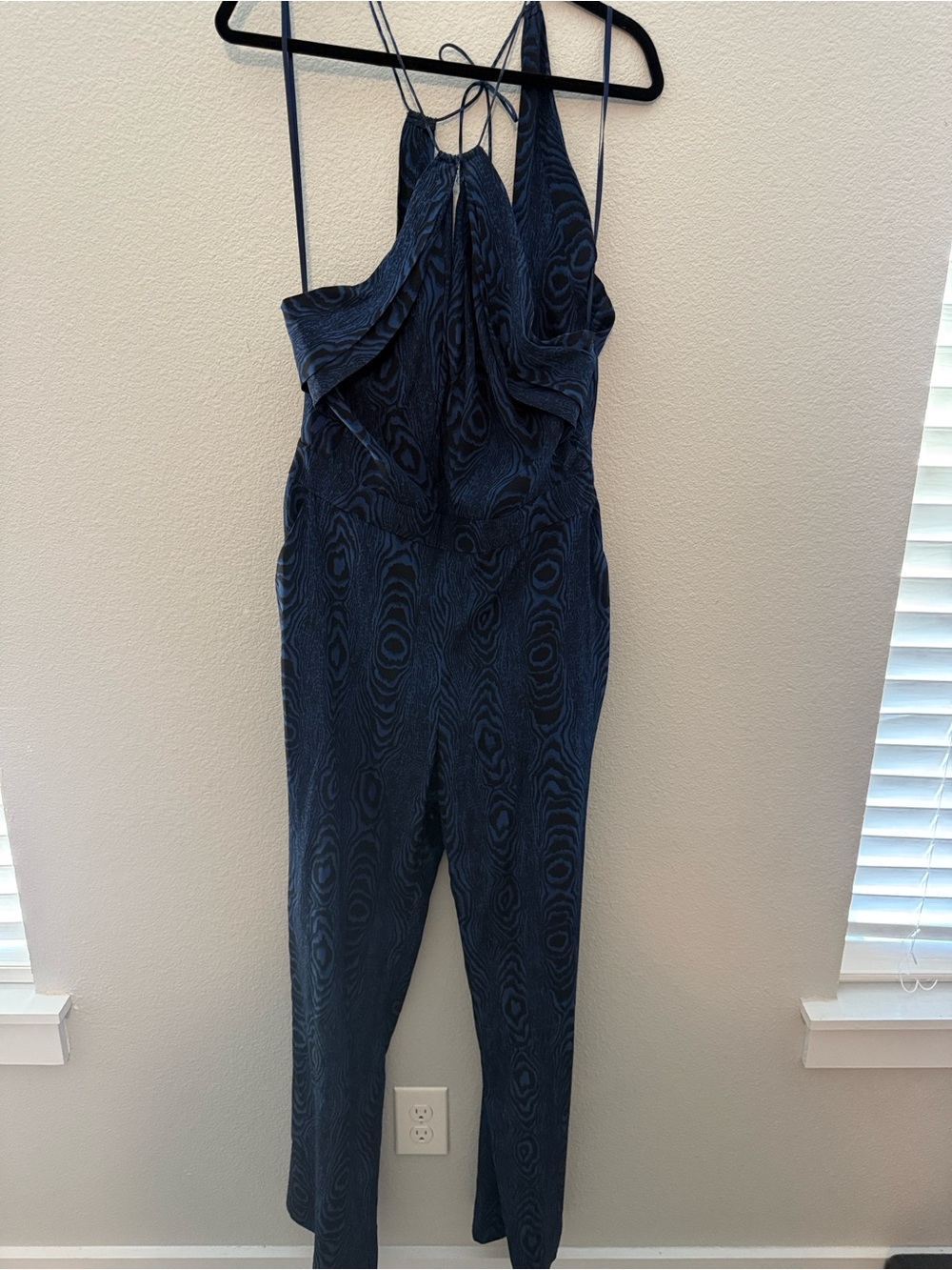 Diane von Furstenburg Navy Textured Halter pant Jumpsuit